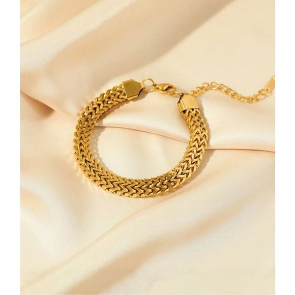 Double Wheat Chain Necklace Bracelet Set - Picture 5 of 11